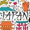 Hand lettering and doodle elements of Japan.