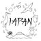 Hand lettering and doodle elements of Japan.