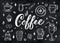 Hand lettering ellements in sketch style for coffee shop or cafe. Hand drawn vintage cartoon design, isolated on background