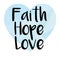 Hand lettering Faith, hope and love on black background. Bible verse. Christian handwritten lettering poster. New Testament. Moder