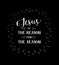 Hand lettering Jesus is the reason for season on black background