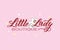 Hand lettering of logo little lady boutique with flower