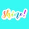 Hand Lettering Shine! Rainbow Colors Teal Background