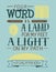 Hand lettering Your word is a lamp for my feet, a light on my path on blue background Psalm