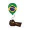 Hand lifting balloon helium with brazil flag country