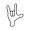 Hand line icon in a flat design style, isolated on a white background. symbol of doom.two fingers are raised up and two fingers