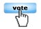 Hand link selection computer mouse cursor pressing glossy button with vote text isolated on white background