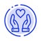 Hand, Love, Charity Blue Dotted Line Line Icon