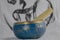 Hand made blue and gold Singing Bowl, made in India