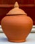Hand made clay pot with lid