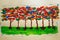 Hand made floral design. Flowery forest with artistic painting with acrylic paints