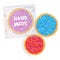Hand made Frosted sugar cookies, Set Italian Freshly baked cookies in transparent plastic package with pink violet blue frosting