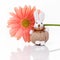 Hand made rabbit with pink flower