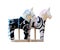 Hand made soft toy horse couple isolated on the stands