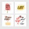 Hand made vector abstract Valentines day printable simple greeting cards collection set with modern calligraphy quote