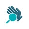 Hand with magnifying glass colored icon. Hygiene, human protection, upper extremity symbol