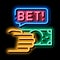 Hand Make Bet Betting And Gambling neon glow icon illustration