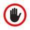 Hand making a stop signal symbol