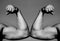 Hand, man arm, fist. Muscular hand vs strong hand. Competition, strength comparison. Vs. Fight hard. Health concept