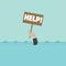Hand of a Man Holding a Help Sign Asking For Help While Drowning Concept Vector