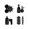 Hand massagers black glyph icons set on white space