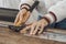 hand of master glassmaker in a workshop