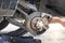 Hand mechanic repair brake disc