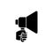 Hand with megaphone black glyph icon