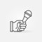 Hand with microphone linear vector icon or symbol