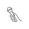 Hand with Microphone outline vector icon or element