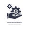 hand with money gear icon on white background. Simple element illustration from Business concept