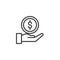 Hand money give outline icon