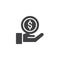 Hand money give vector icon