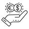 Hand money protect icon, outline style