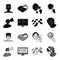 Hand, monitor, headphones, woman .Virtual reality set collection icons in black,monochrome style vector symbol stock