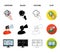 Hand, monitor, headphones, woman .Virtual reality set collection icons in cartoon,black,outline,flat style vector symbol