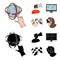 Hand, monitor, headphones, woman .Virtual reality set collection icons in cartoon,black style vector symbol stock