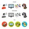 Hand, monitor, headphones, woman .Virtual reality set collection icons in cartoon,flat,monochrome style vector symbol