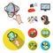 Hand, monitor, headphones, woman .Virtual reality set collection icons in cartoon,flat style vector symbol stock
