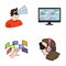 Hand, monitor, headphones, woman .Virtual reality set collection icons in cartoon style vector symbol stock illustration