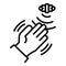 Hand motion sensor icon, outline style