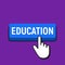 Hand Mouse Cursor Clicks the Education Button. Pointer Push Pres