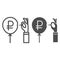 Hand with needle and ruble balloon line and solid icon, economic sanctions concept, ruble currency symbol pierced with