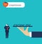 Hand offering a businessman the whole world he isn\'t interested