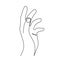 Hand one-line art, hand drawn continuous contour. Palm, drawing single line style, minimalist design. Editable stroke. Isolated.