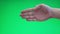 Hand over green background cutting, gesturing anf making fist. Chroma key