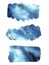 Hand painted abstract Watercolor Wet blue Outer space and stars Brush stroke set isolated on white Background