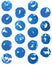 Hand-painted blue circles on white background