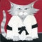 Hand painted cartoon cat Sensei Karate Martial Arts Black Belt Master