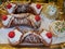 Hand-painted ceramic representation of Sicilian Cannoli famous all over the world